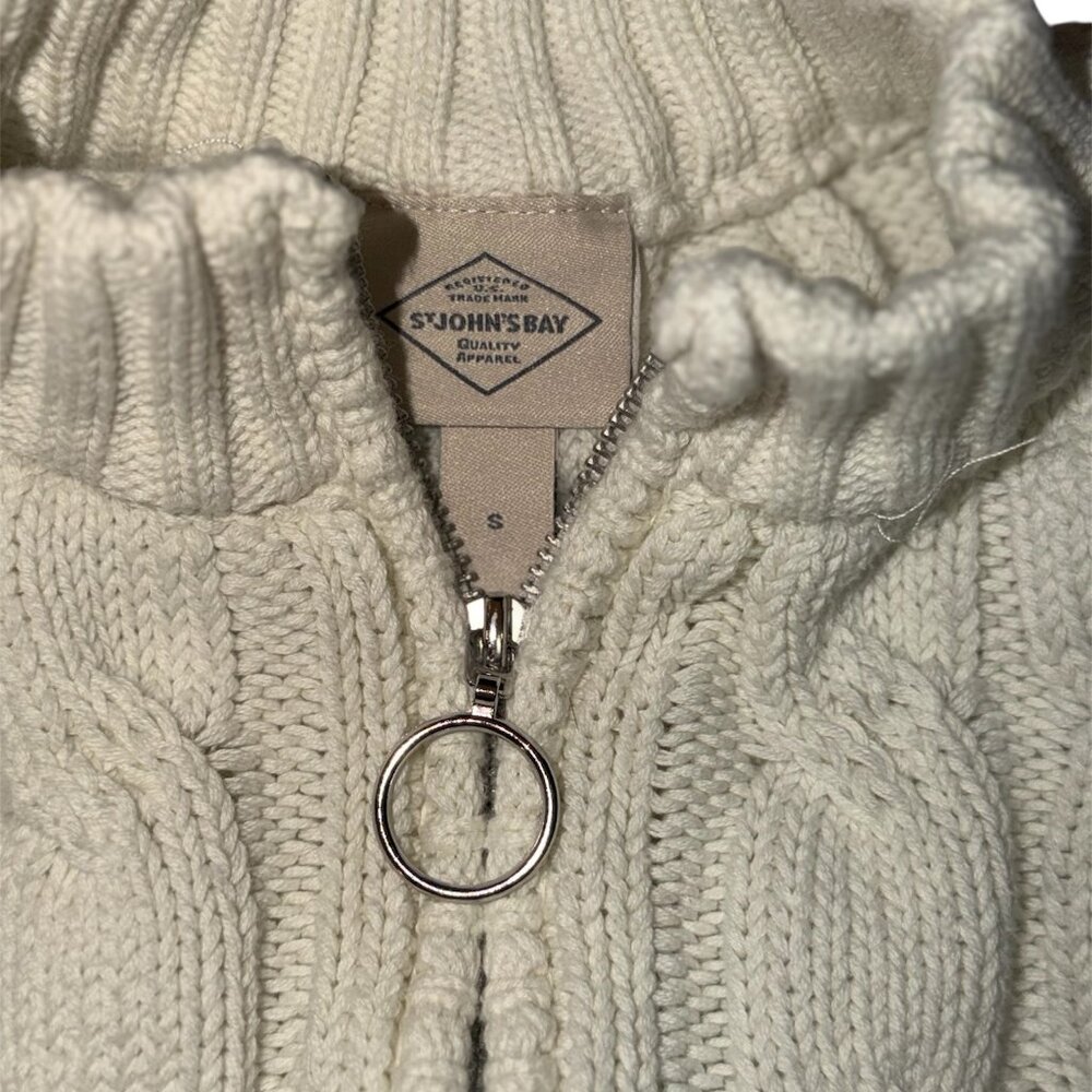 CREAM CROP SWEATER 1/4 ZIP